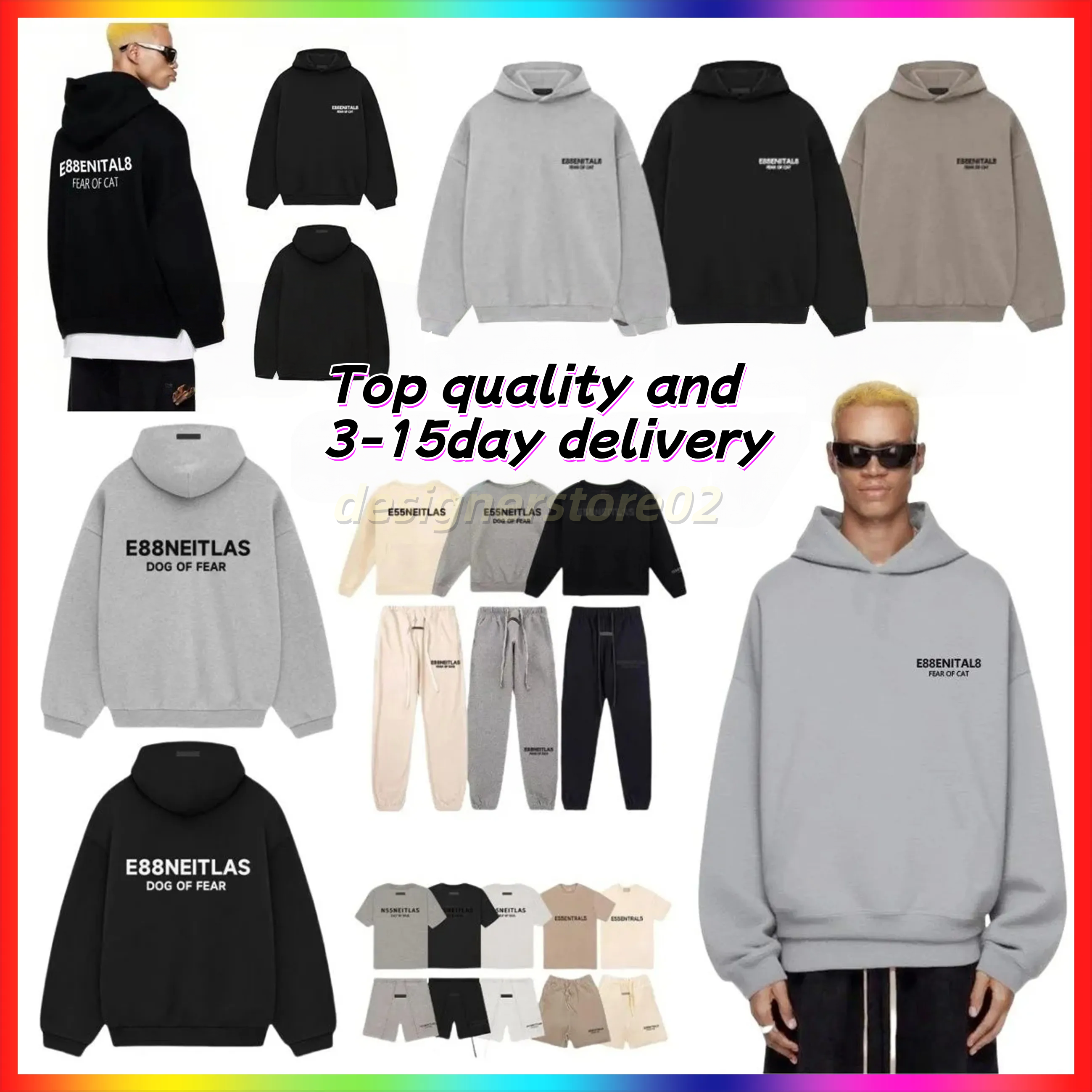 2024 Nouveau Designer Essentials Sweat à capuche Hommes T-shirts à capuche Pantalons Femmes Jogger Pantalons de créateur Ensemble de survêtement