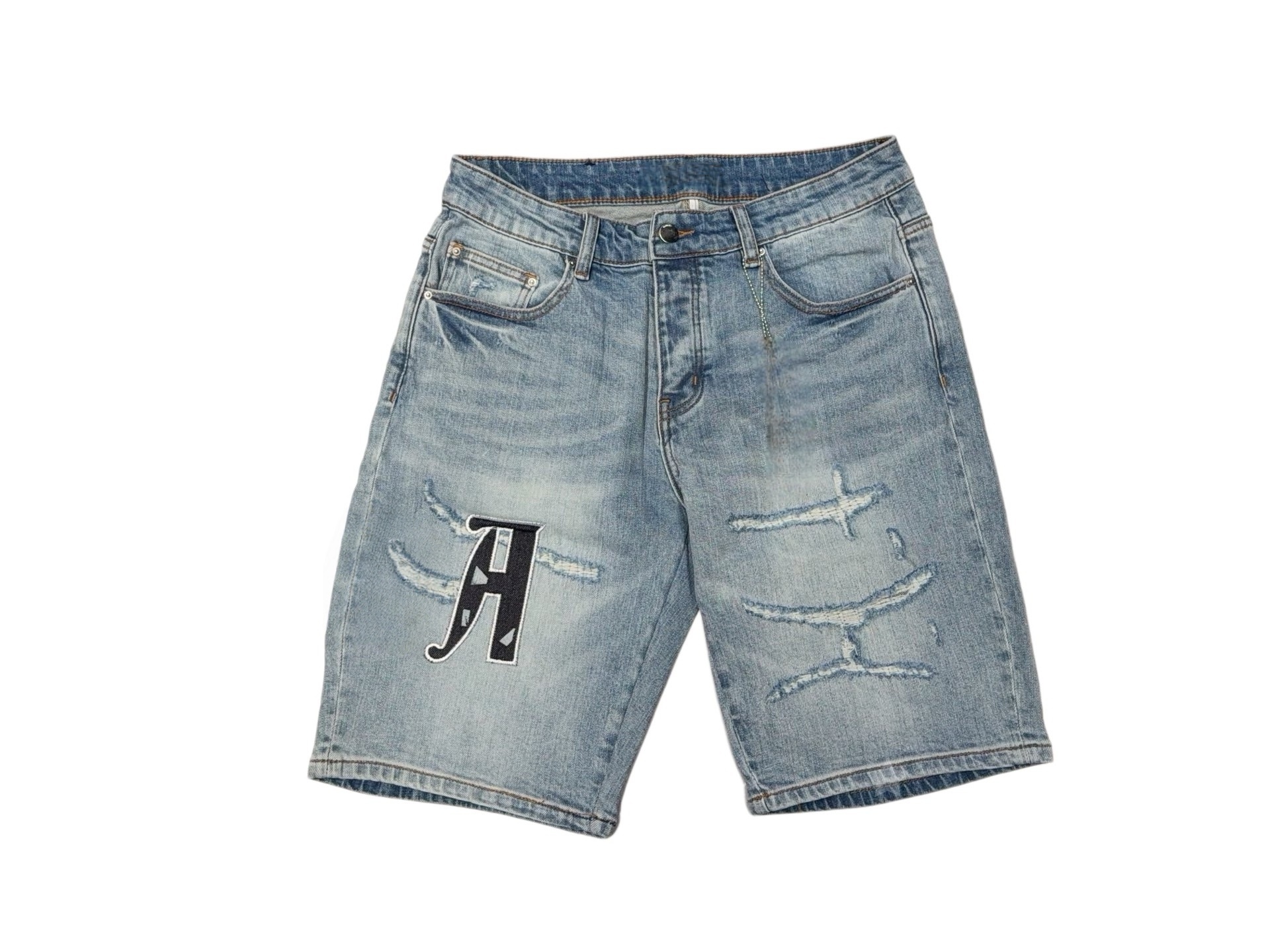 Jeans pour hommes Designer homme court jean broderie design Ripped Biker slim Straight Summer Mans Pantalon court Casual Hole Short Homme Jeans P