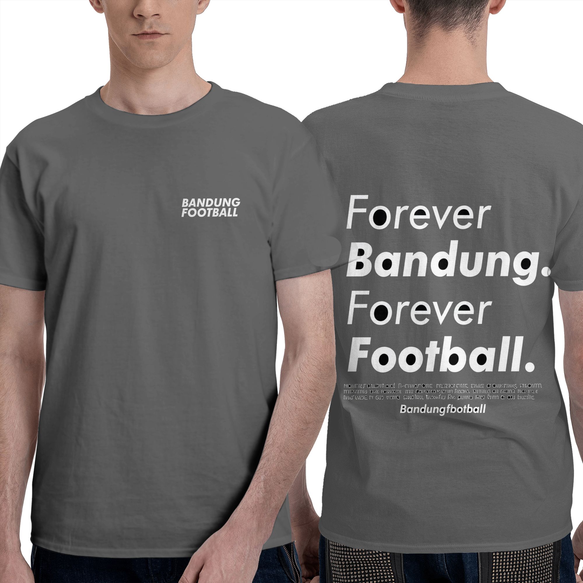 Free shipping new hot selling men's minimalist Forever Bandung football printed short sleeved casual cotton T-shirt