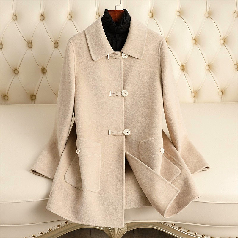 D3830 Double-faced fleece wool coat for women short 2024 autumn and winter new Chinese style mother's wear