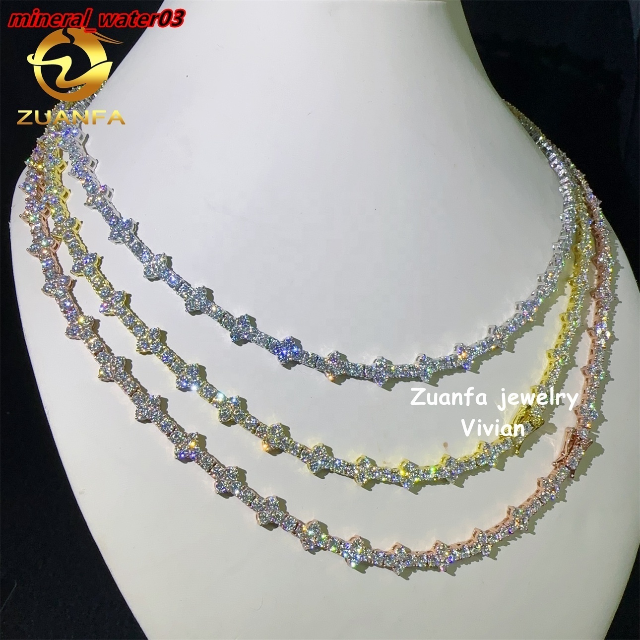 New 925 Sterling Silver Hip Hop Pass Diamond Tester Fashion 3mm Cross Moissanite Tennis Chain Necklace