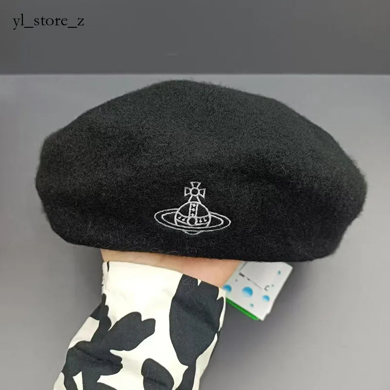 viviennemen hat Designer Weswood Japanese Vivi hat Empress Beret Embroidered Saturn Womens Autumn Winter Wool Versatile British Style Face Slimming