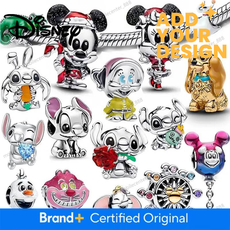 Designer Disney Jewelry 925 Silver Disney Stitch Minnie & Mickey Pendant Beads, Charms Fits 3Mm Bracelet&Necklace, Womens DIY Festival Fine Jewelry