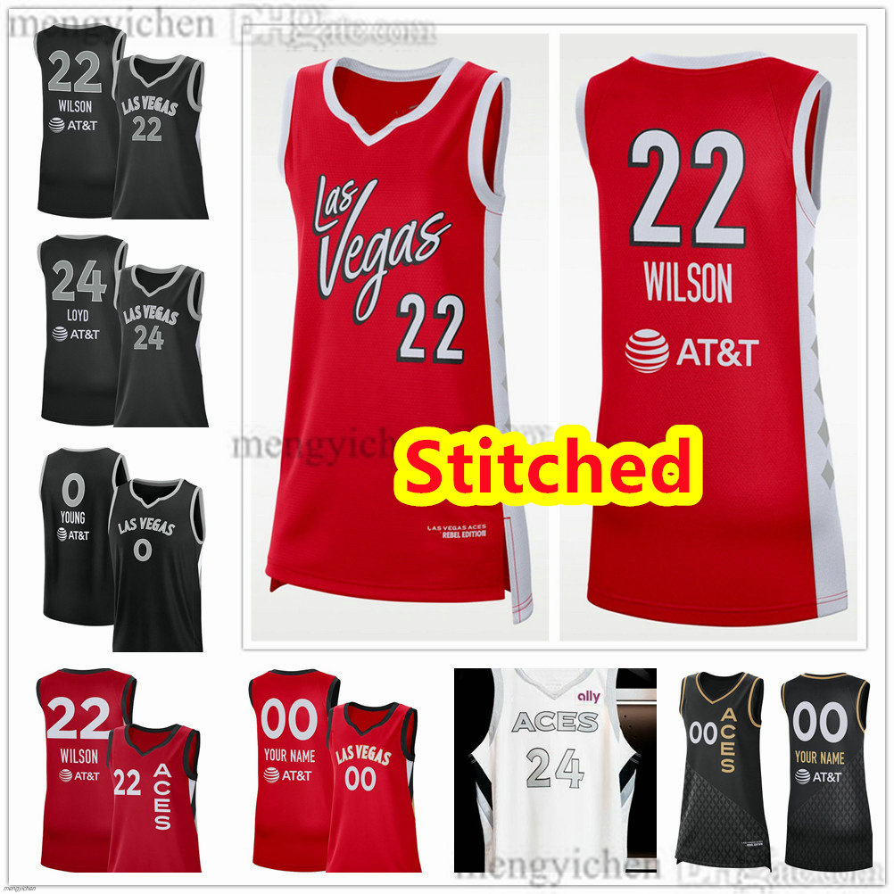 Stitched 2026 Las Vegas Women Aces Basketball Jersey 22 A'ja Wilson 24 Jewell Loyd 0 Jackie Young 12 Chelsea Gray 1 Kierstan Bell 3 NaLyssa Smi