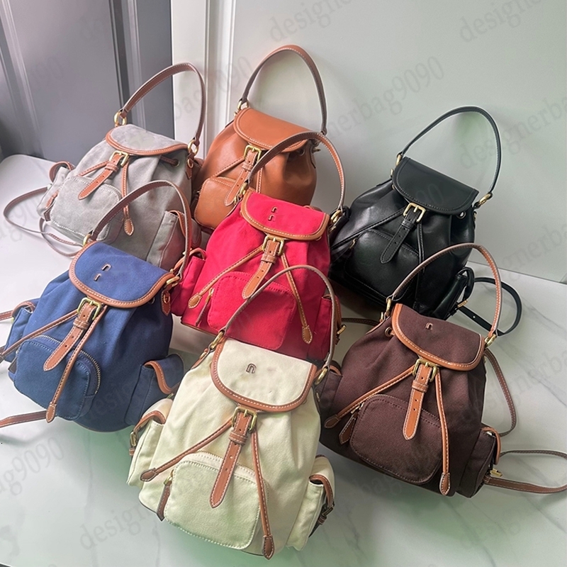 MM Spring New Designer Canvas Backpack Vintage Large-Capacity Shoulder Bag Preppy-Style Rucksack Outdoor Casual Tote Bag