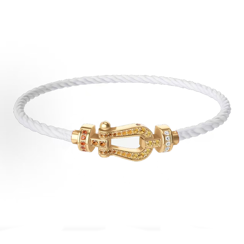 Bracelet de luxe pour hommes, nouveau design, couleur cristal, diamant, petite boucle en fer à cheval, corde en Nylon, bijoux