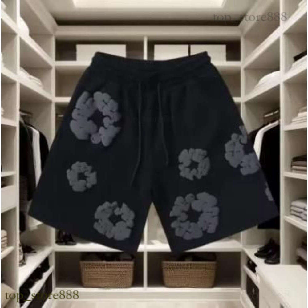 Denim Shorts Kapok Pants Womens Tearsshortw Baggy Trendy Foaming Puff Flower Short Denim Cargo Men And Women Cotton Wreath Shorts Denim Jeans Shorts