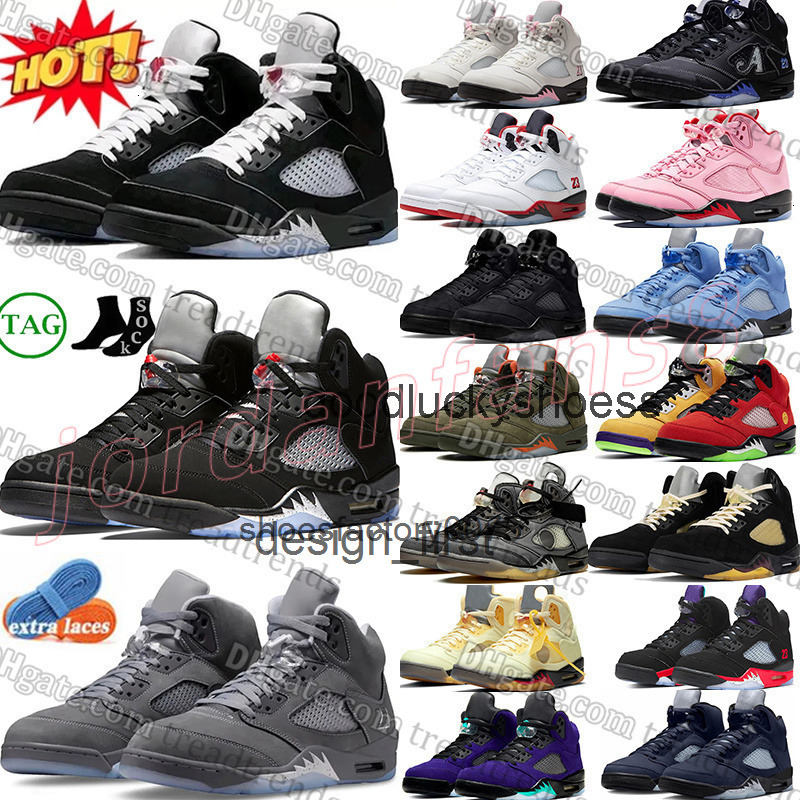 4s 1 1s 11s Big Size 5 Mens Basketball Shoe 5s Black Metallic Wolf Grey Fire Red Medium Soft Pink Muslin Racer Blue Aqua Olive Midnight Navy Sneaker