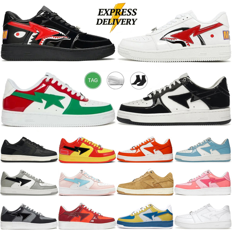Designer shoes Bapestas Star SK8 Skate shoes Mens Womens Baped Trainers Skates Patent Leather Black White Abc Camo Camouflage Outdoor Shark Sport-image-893739825