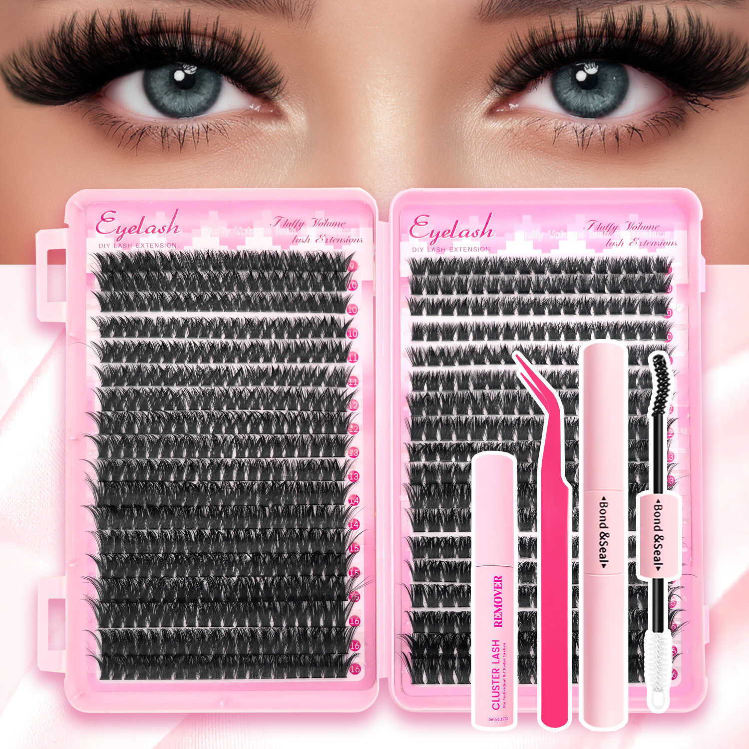 Eyelash book with large capacity and segmented design for DIY hot-melt curling. 80D/100D type for thick and voluminous false eyelashes, suitable-image-1089455179