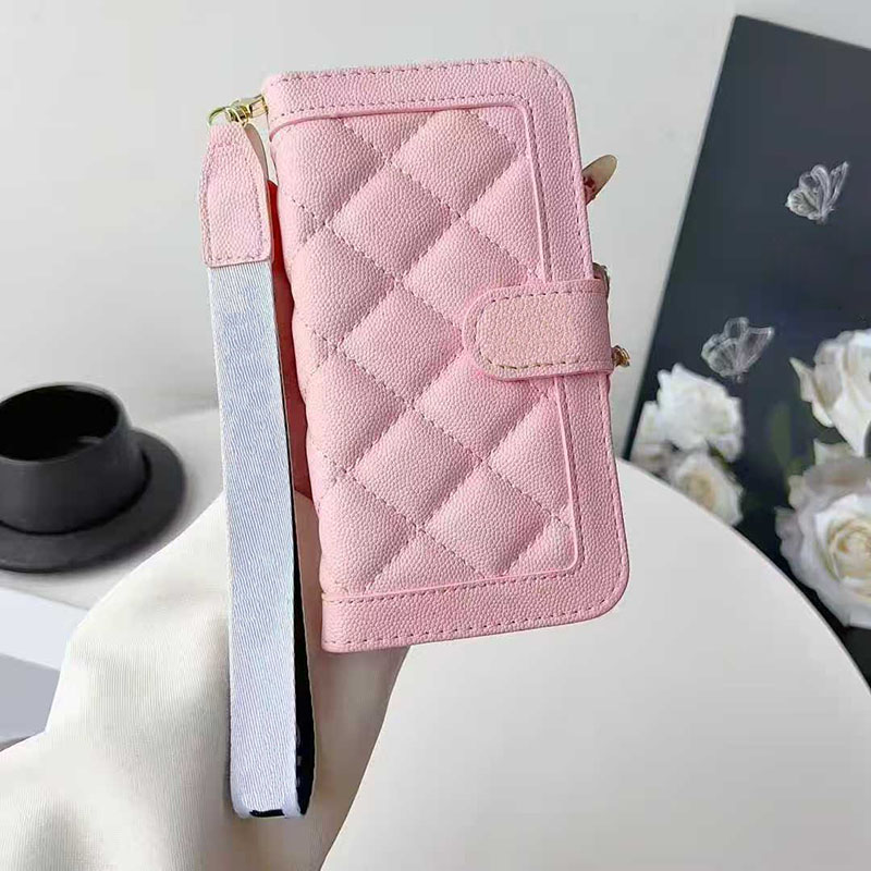 Designer Flip Wallet Phone Case for Apple iPhone 17 Pro Max Samsung Galaxy S26 Luxury PU Leather Diamond Pattern Card Holder Wrist Strap Coque Te-image-1104257182