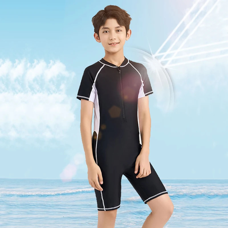 Front Zipper Swimming Suits For Boys And girls One Piece Swimsuit Children Kids Swimwear Teenage Beachwear Fast Dry Big Size 260427BJ