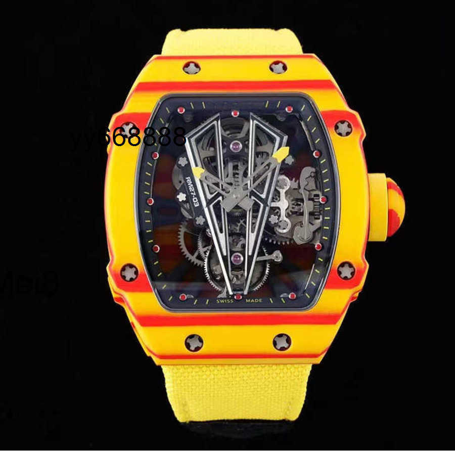 Watches Luxury Watch Automatic wathes designer Rich M27-03 Tourbillon TPT material made integrated foRich Ming bottom plate table bridge titanium me