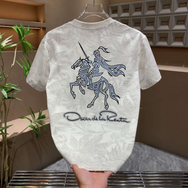 Designer overhemd Hoogwaardig T-shirt voor heren met korte mouwen, vervend bladmotief, ronde hals, modieus passend, luxe en comfortabel outdoorsport