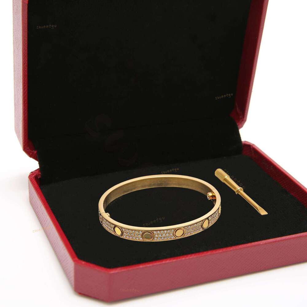 Premium 18K Gold Love Bangle Screw Design Designer Jewelry Diamond Bangle Size 15-22 Womens Luxury Bracelet