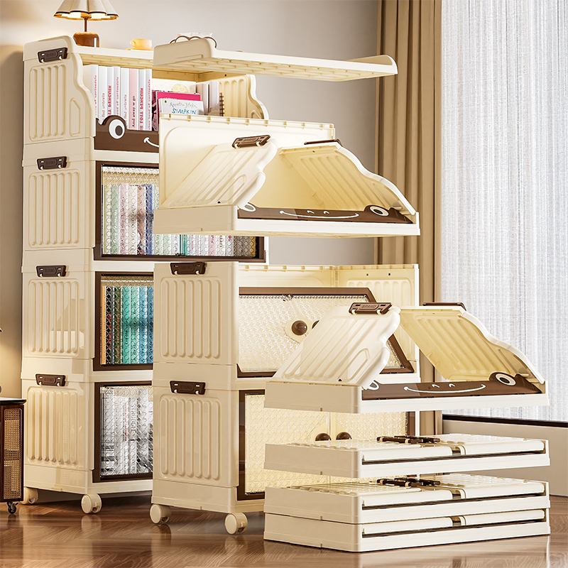Folding And Portable Storage Cabinet Bookshelf Book Case Closet For Home Study And Office 8894-image-1104231097