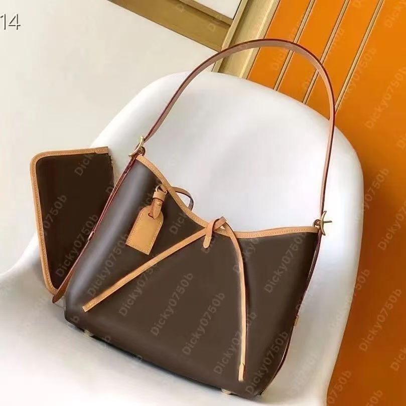 Designer shopping bags Totes Luxury leather shoulder bag for women handbags classic Brown leather Carry it with a detachable zipped clutch Luxurys F