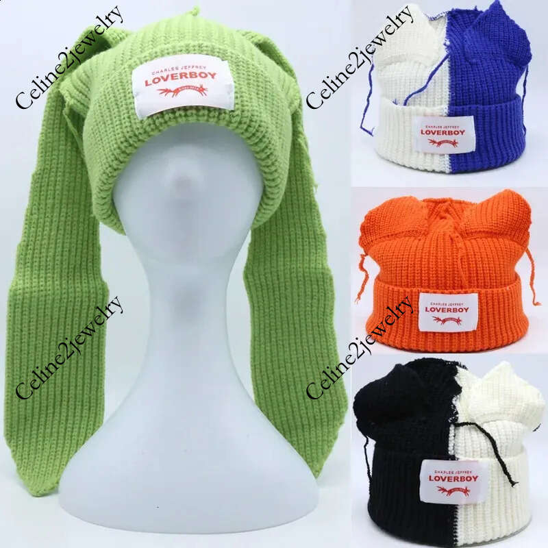 2024 Loverboy Cat Knitted Warm Pig Ear Woolen Cute Fashion Beanies Cap Niche Hip-hop Personality Cold Hat 240910 333