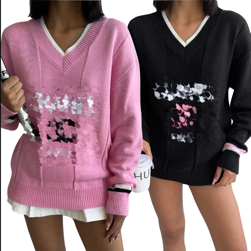 26Chennls Brand Designer classic Women's luxury embroidered sweaters long sleeves knits woolen pink color sweaters jumpers comfortable high-str