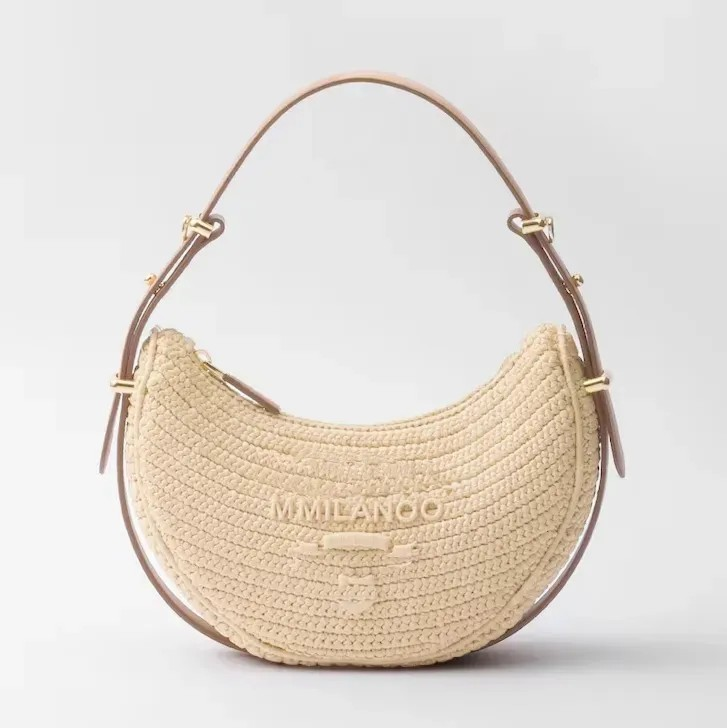 Sac de paille design luxe abricot sous les bras sac lune sac à bandoulière femme été tissage week-end pochette mode bandoulière sacs à main voyag