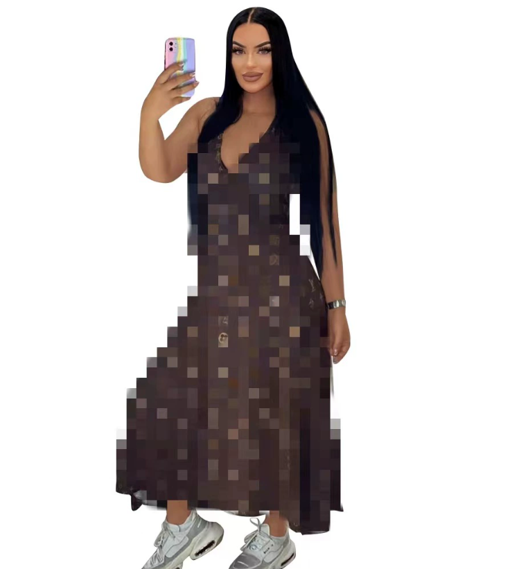 Luxury Women Casual desinger Basic & Casual Dresses sexy vest Dresses summer fashion long slim fit printed letters Party club skirits
