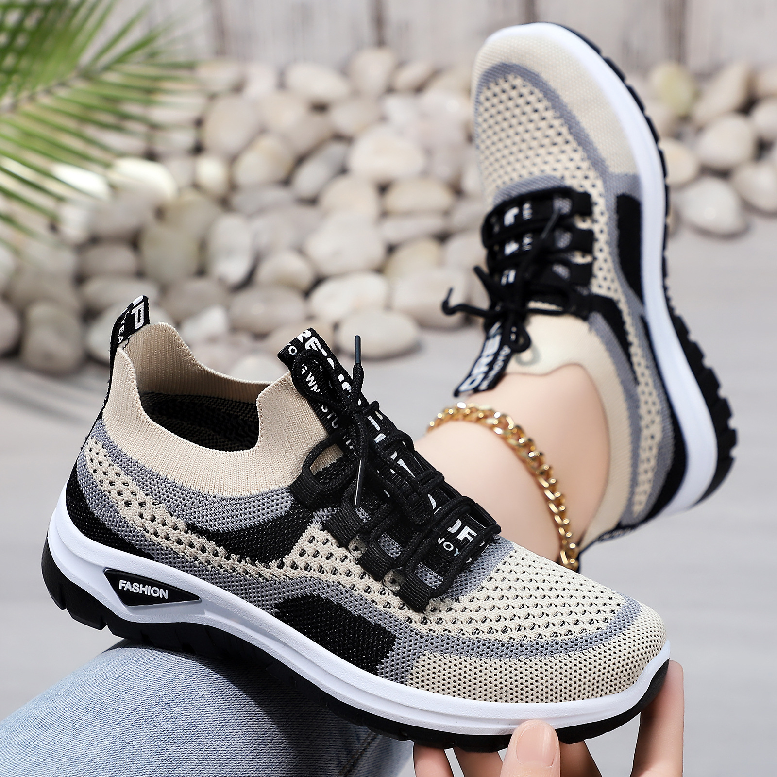 Luxury Fashion Women's Casual Running Shoes Plus Size Breathable Knit Sneakers Comfortable Lace Up Slip Ons 2026 hots