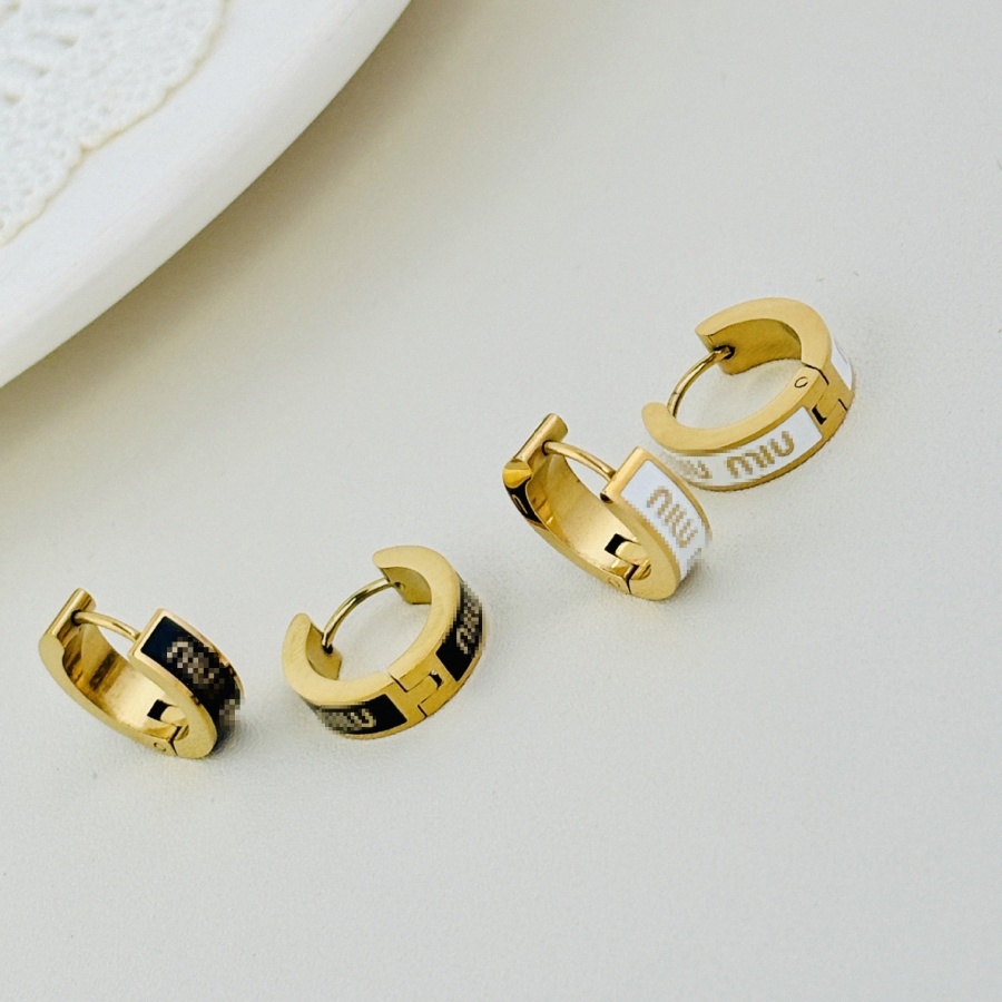 Lettre m Boucles d'oreilles en émail femmes boucles d'oreilles design Boucle noir et blanc Studs Boucles d'oreilles bijoux de créateur en acier i