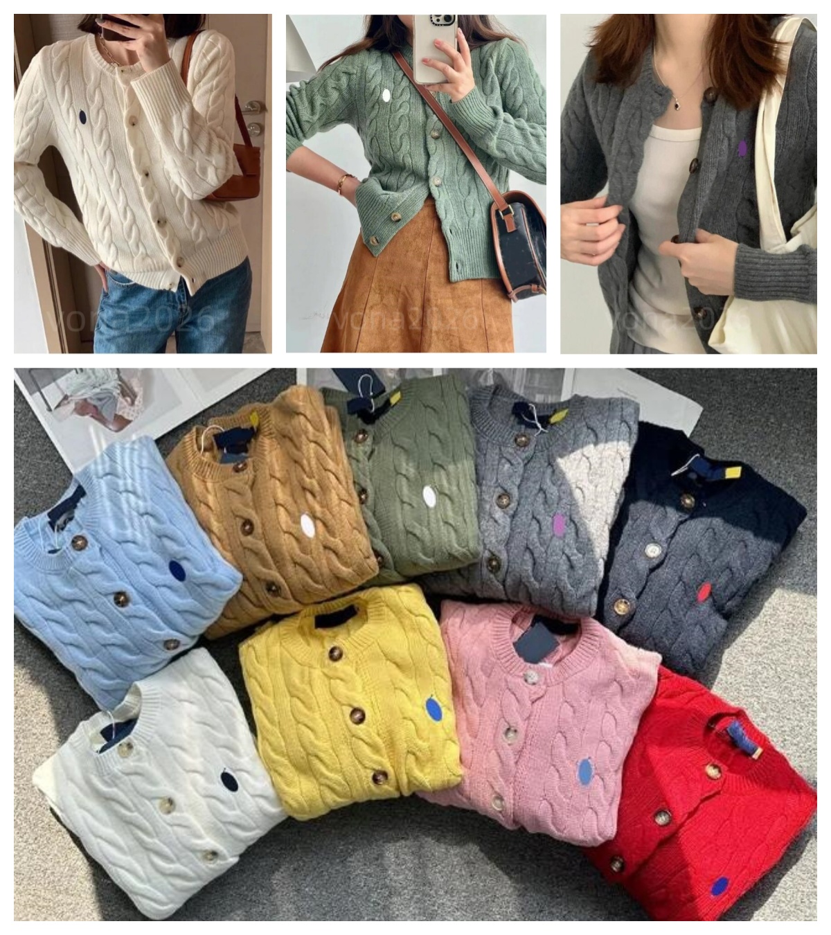 2026 Women's Designer Sweater Autumn Winter cardigan Cable-Knit Embroidery Wool Crew Neck Minimalist Knitwear Size S-L