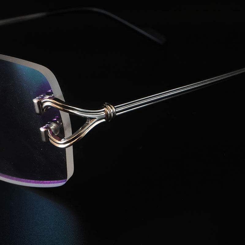 New Stainless Steel Metal Rimless Eyewear CT0550S Versatile Eye Protection Style Crystal Clear Lenses Metal Diamond Cut 3.0 Lens Eyewear 18K Gold