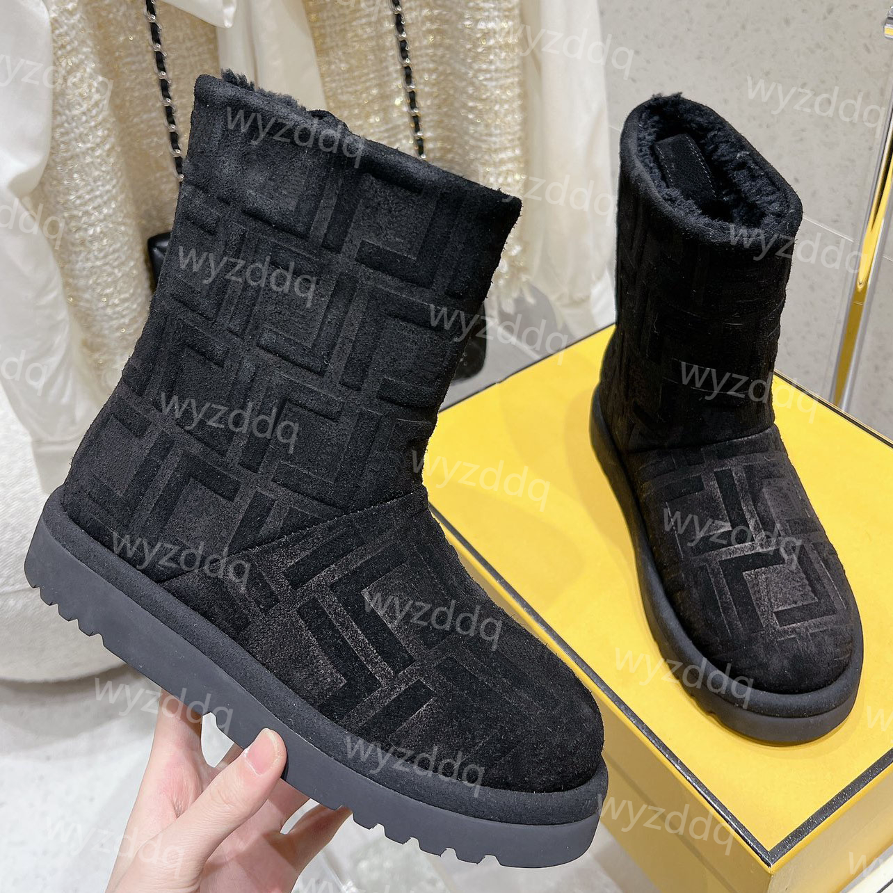 Designer Apres Chic Boots Wool snow boots Leisure High-quality soft leather boots