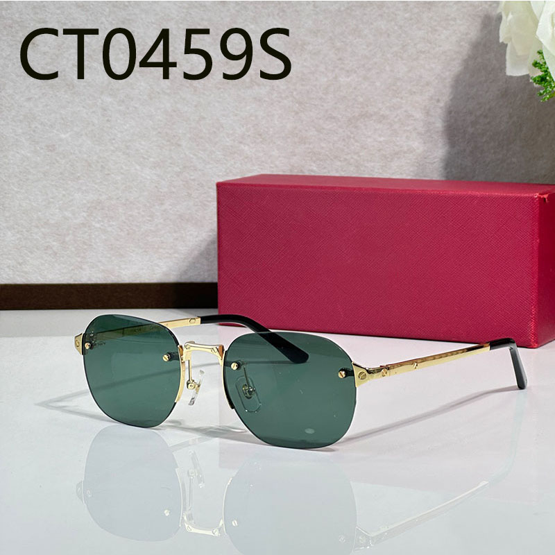 Lunettes de soleil ovales pour hommes et femmes, sans cadre, de styliste, marque de mode, temple en métal, lentille verte, design formel, lunette