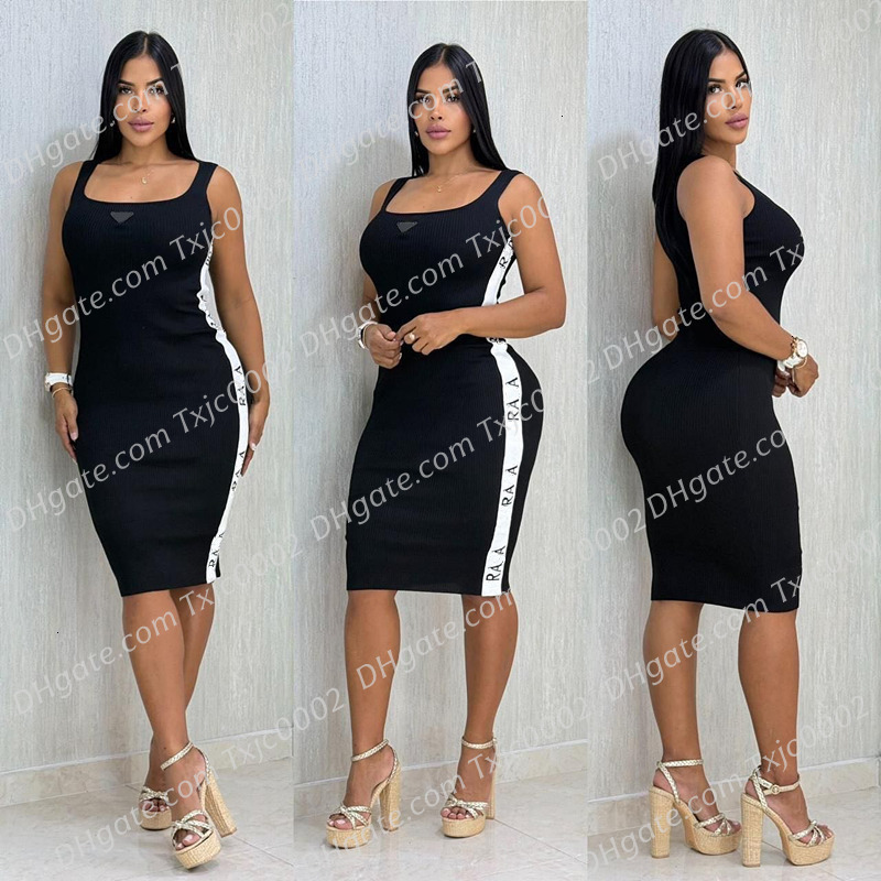 Nouveau Robe de créateur tricotée, jupe gilet Sexy, à la mode, robes décontractées pour femmes, élégante, amincissante, sans manches