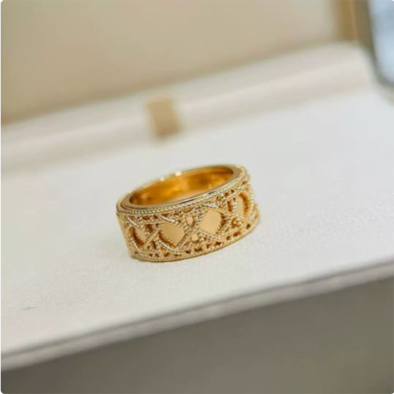 New High-Quality S925 Silver-Gold-Plated 18K Gold Ring Brand Designer Check-Pattern Ring Luxury Jewelry Designer Ring Diamond Ring Couple Ring We-image-1094179939