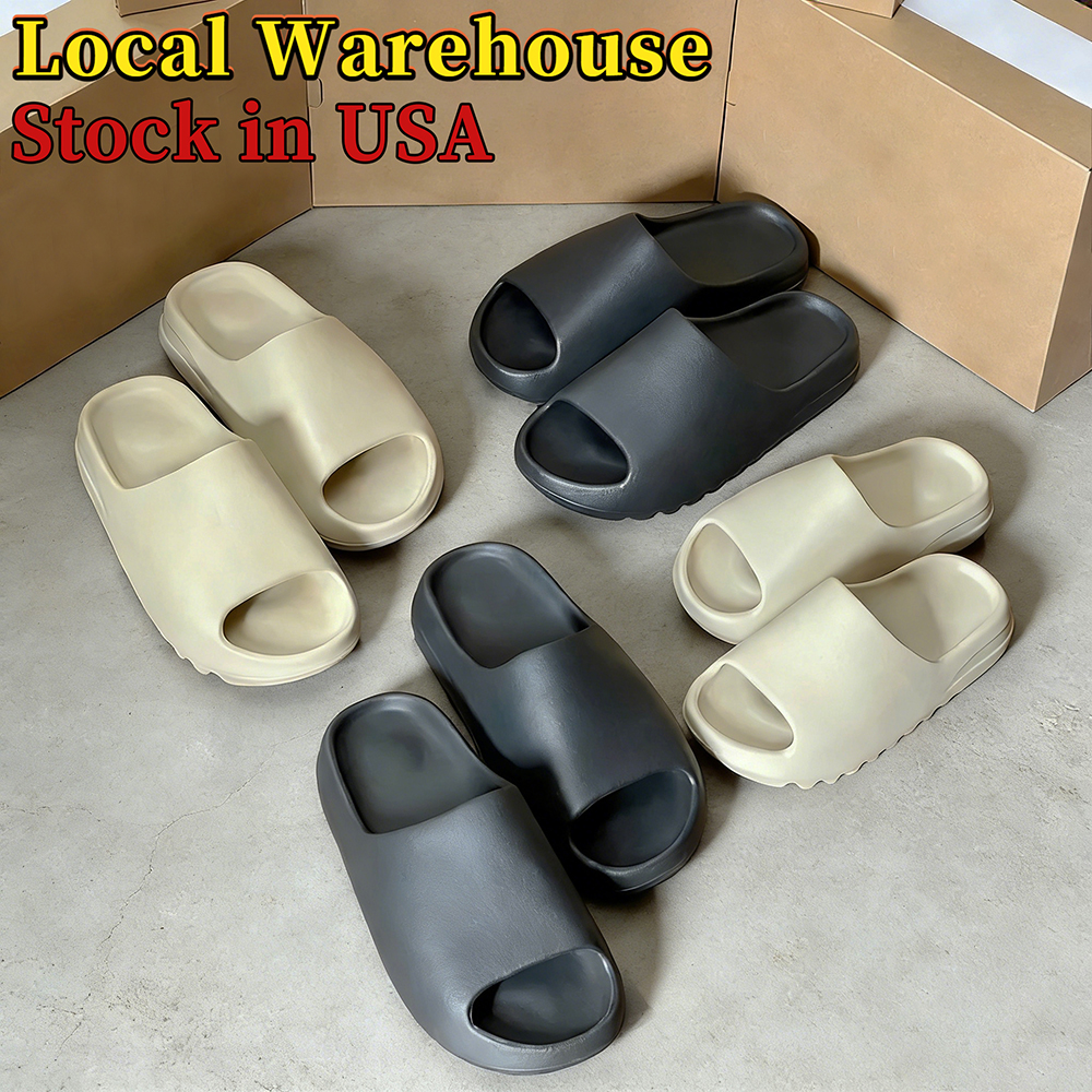 Local Warehouse Designer slippers mens slides sandals Onyx Bone Black comfortable womens outdoor summer beach slipper Stock in USA men slide shoes
