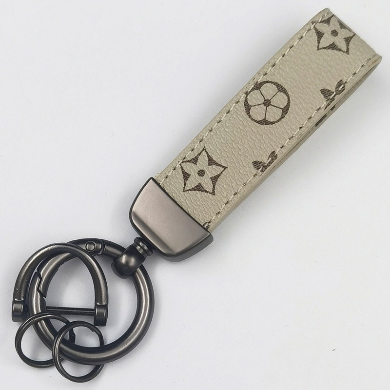 Fashion PU Leather Keychain Classic Pattern Bag Charm Metal Car Key Ring Stylish Accessory for Men and WomenAAA+