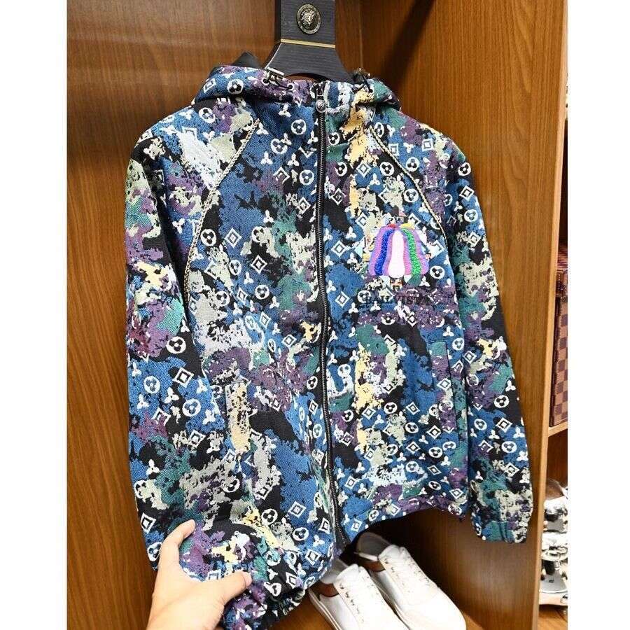 2025 Spring Men 's New Trendy Hooded Cardigan Fashion Jacquard Long Sleeve Jacket Youth Versatile Coat