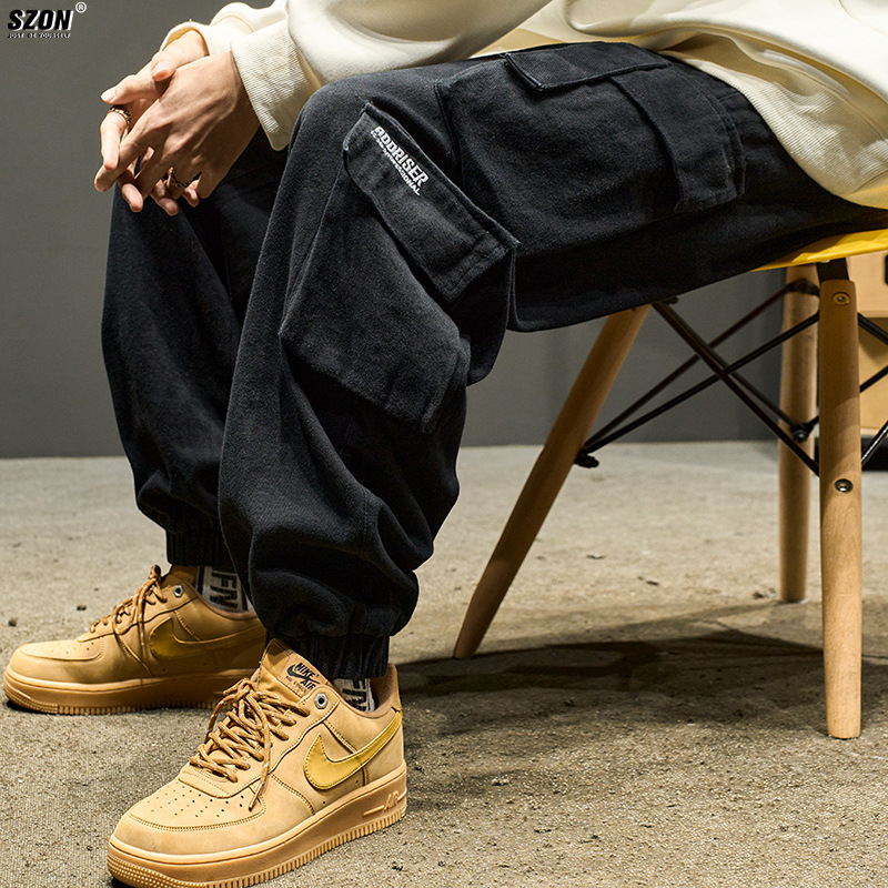 free shipping 2026 Trendy Men's American Streetwear Cargo Joggers Vintage Parachute Style Pants Loose Fit Tapered Utility Trousers for Spring