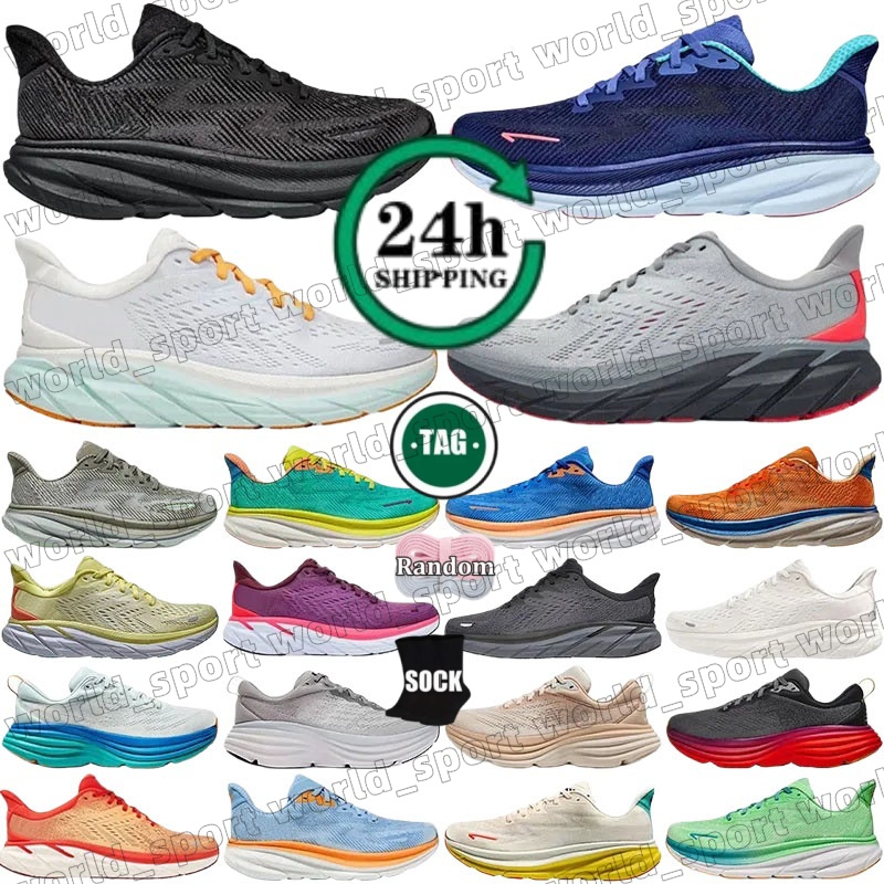 2026 Big Taille 47 Designer Bondi 8 Hommes Femmes Chaussures de course Clifton 9 Runner Carbon x2 Triple Noir Blanc Bleu Clair Baskets de sport d