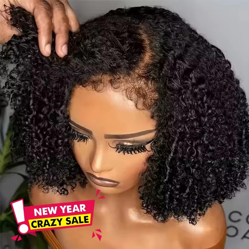 250 4C Edges Kinky Curly Human Hair Wigs Short Afro Curly Bob Wigs 13x6 HD Lace Front Wigs Synthetic Baby Hair for Women 43$