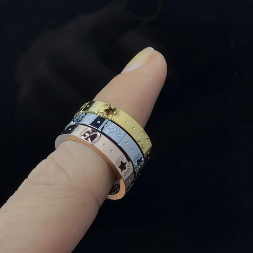 Bague Love S Nail en acier titane gravé motif lettre de fiançailles pour femme – Bagues tendance pour homme Taille 4-12 Or Argent Rose Cadeau de
