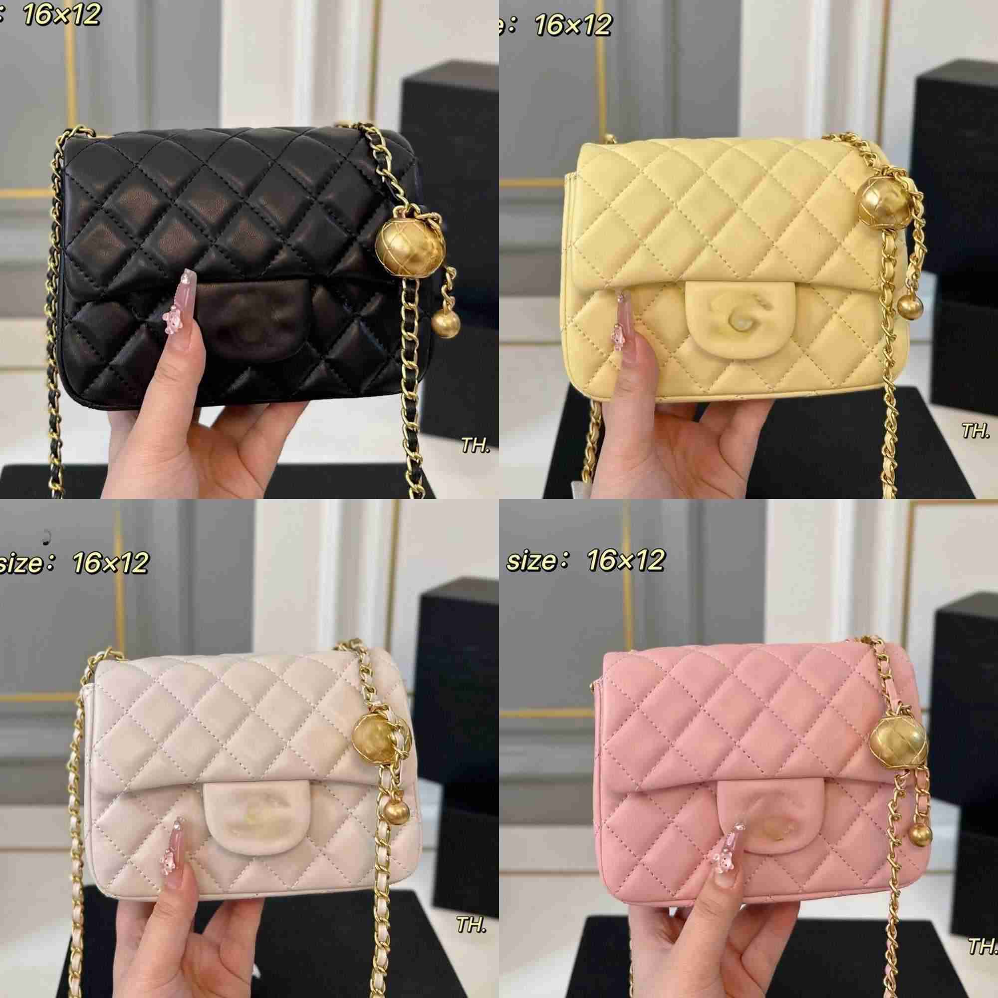 New 2025 Color Designer Shopping chananll Crossbody Diamond Lattice Soft Shoulder Bag Gold Ball Woc Chain Flap Leather Cowhide Hasp Belts Handle Bag