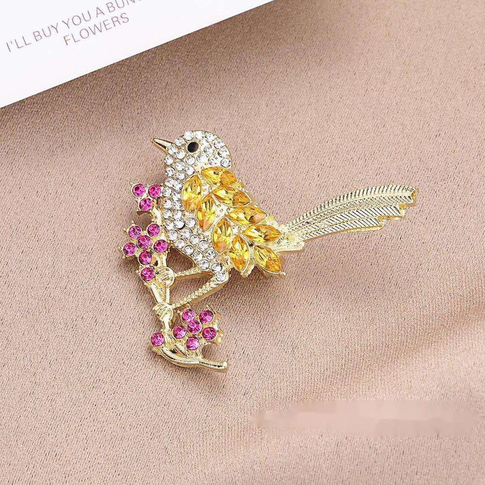 Chinese Style Colorful Zircon Magpie Bird Brooch Cute Elegant Suit Coat Flower ssory Unique Pin C260804