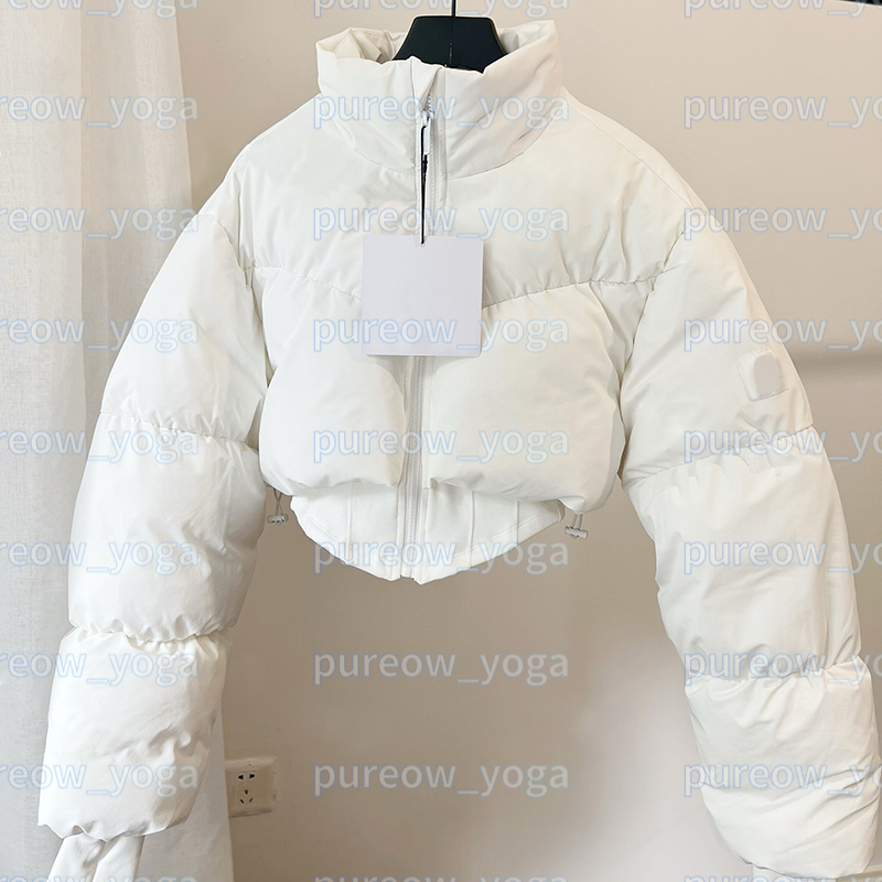 Yoga Jacket Womens Puffer Jackets Winter Warm Coat Waist Cinched Short Down Cotton Padded Jacket Zipper Stand Up Collar Zipper Top Jackets Slim Fit