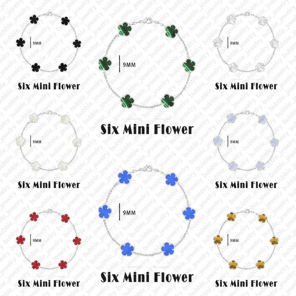 6 flower clover bracelet luxury jewelry designer jewelry women high end Lolita style 9mm lucky mini flower red agate four leaf clover braceletes