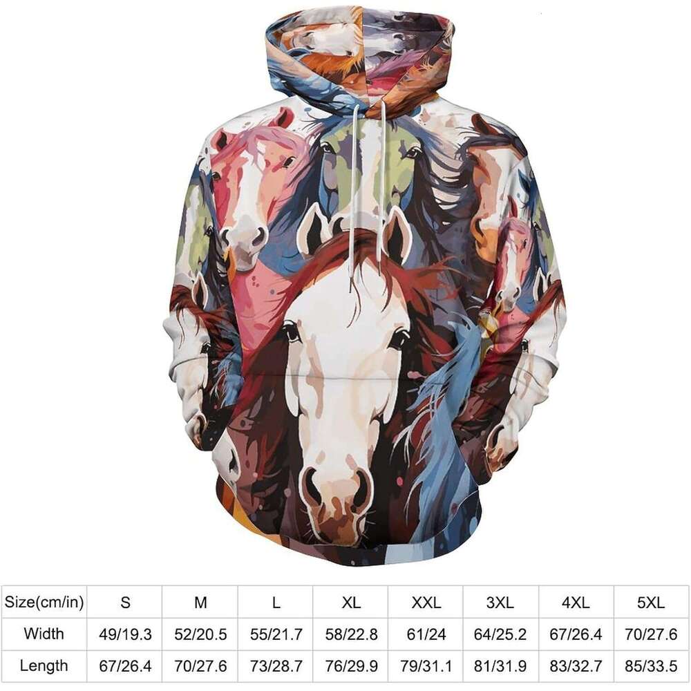 Cartoon Colourful Horses Hoodies Women Mens Pullover Hooded Sweatshirt For Men Spring Autumn Clothes L260612