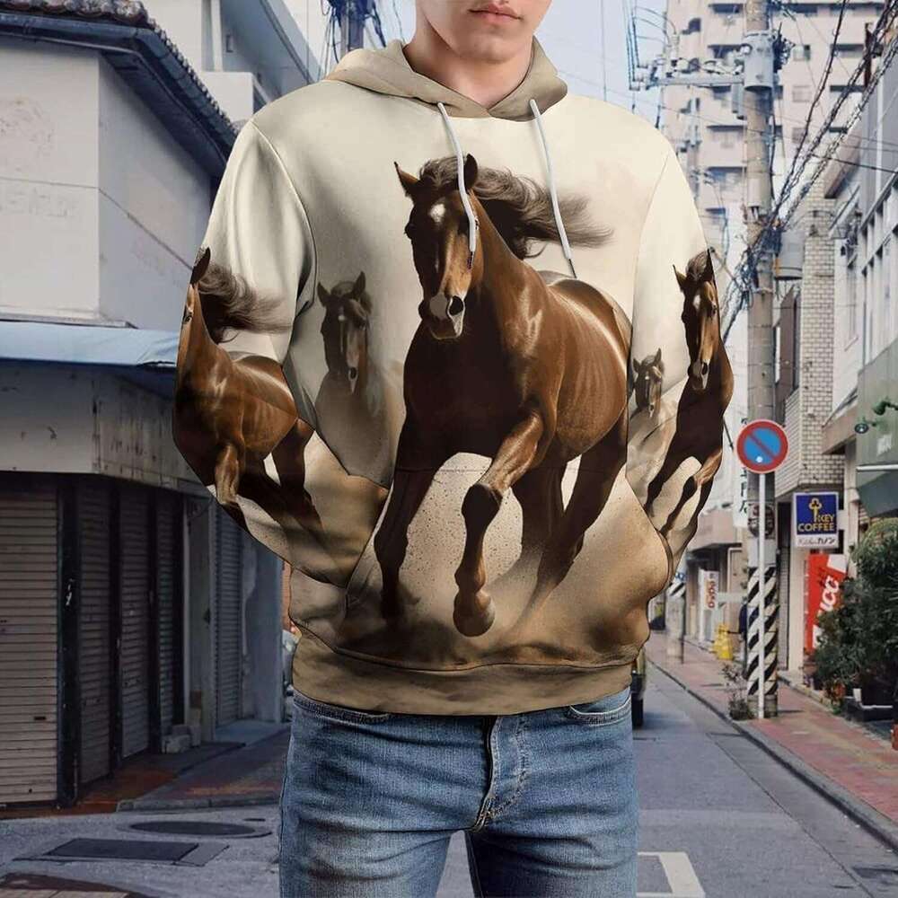 Horse Animals Running Hoodies Women Mens Pullover Hooded Sweatshirt For Men Spring Autumn Clothes L260612