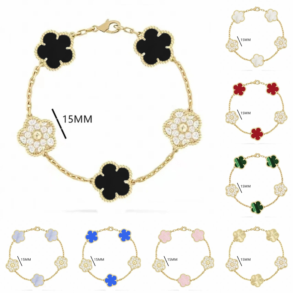 2026 clover bracelet exquisite bracelet designer diamond bracelet 15mm lucky flower bracelet 5 motif diamond bracelet pearl charm gold jewelry go-image-1094020082