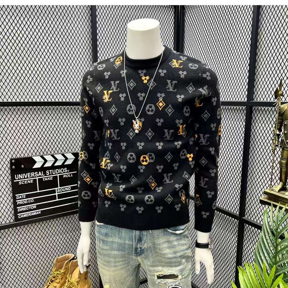 Jacquard For Men, Casual Loose Fit, Versatile Trendy Base Shirt, Winter New Men's Sweater