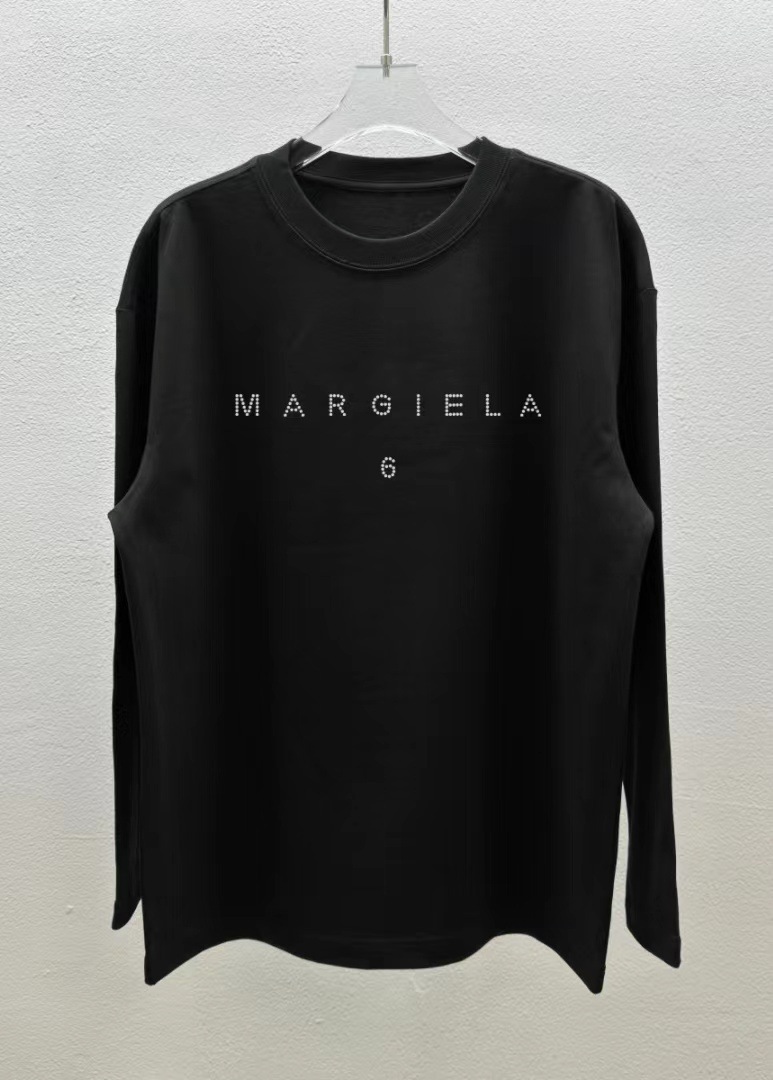 Maison Camicia a maniche lunghe Margeilaness Designer Mm6 High Street Doppio filato Modello digitale T-shirt grafica Hip Hop Y2k Modello digitale a