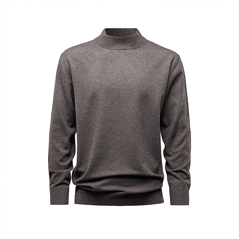 free shipping 2026 Men's Cashmere Blend Mock Neck Sweater Solid Color Oversized Knit Pullover Lazy Chic Layering Piece for Fall Winter